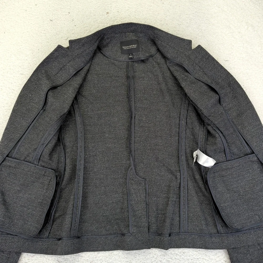 Banana‎ Republic Long and Lean Blazer Gray Career Business Office Jacket 4